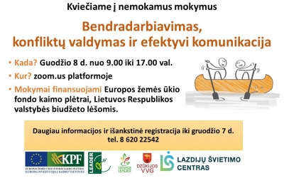 Seminaras „Bendradarbiavimas, konfliktų valdymas ir efektyvi komunikacija“